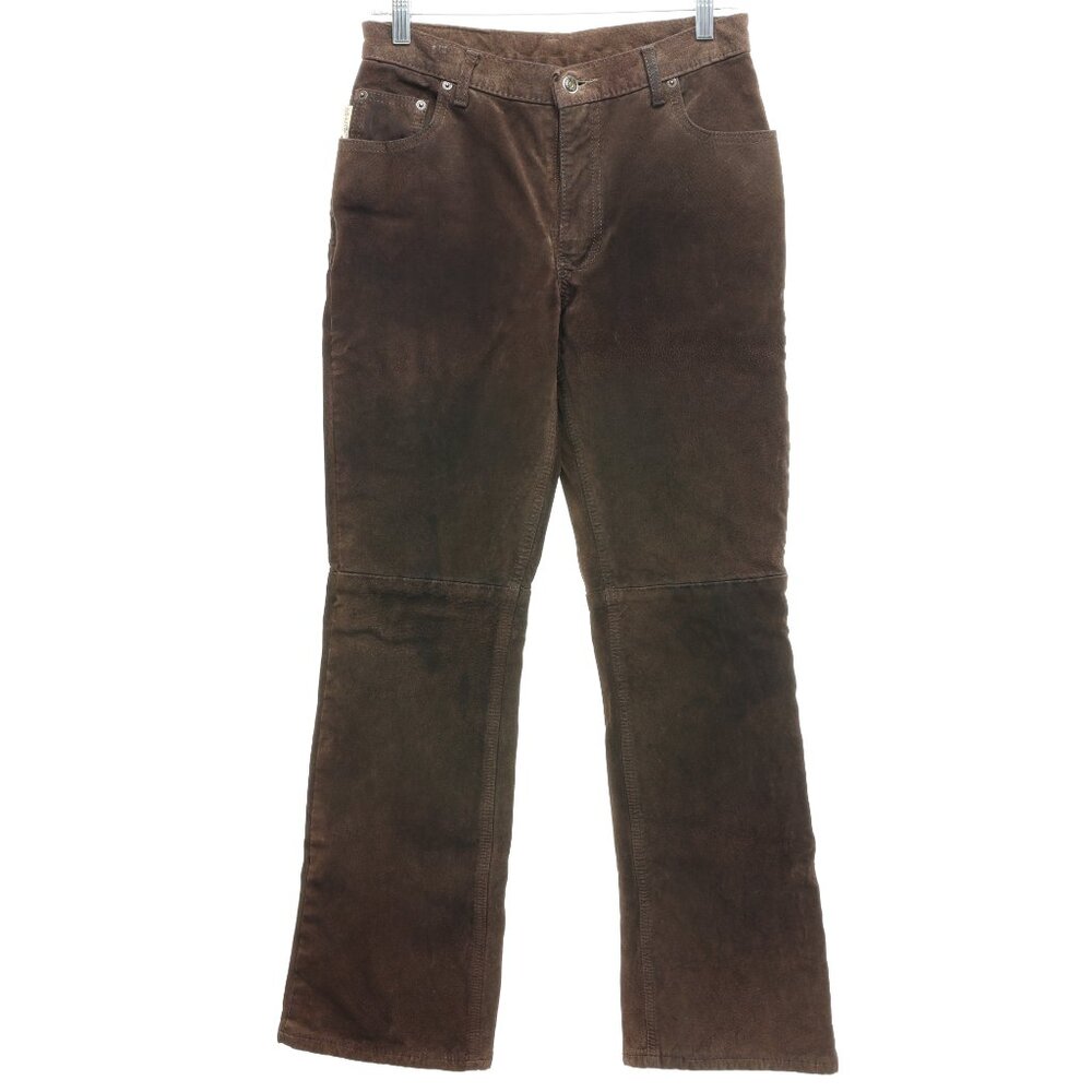 Skotts Suede Leather Cotton Lined Suede Pants Boot Cut Flare Women 30 Brown